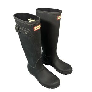 Hunter Original Tall Black Matte Rubber Rain Boots Womens Wellington US7 EU38